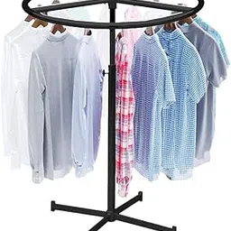 LOCOMOTO Clothes Rails Solid Metal Clothing Free Standing Hanger Stand For Display Uses for Home, Store and Showrooms (Black, Circle Rotating Stand)-picture-25