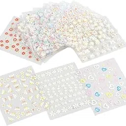 Floral Nail Art Stickers, Multicolour Mini Flowers Mix Design Pattern, 3D Nail Decals (Pack of 10 pcs)-picture-26