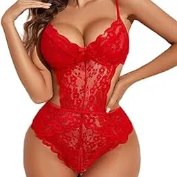 sonalvu Women's Floral Lace Teddy Bodysuit, V-Neck Cut Out One Piece Mini Babydoll Design, (S-XL)-picture-39