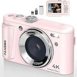 Fansbe Smart Digital Camera UHD 4K Vlogging Camera Photography Autofocus, 64MP 18X Digital Zoom Digital Camera 32GB Card, Anti-Shake Compact Point Shoot Camera Teens Adult Beginner Boy Girl, Pink-picture-22