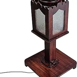 DANMART Wooden Table Lamp Antique Home Decor with Glass Shade Empire, Vintage Era Table Night Lamps for Bedroom, Home, Office-image-8