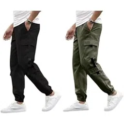 Men’s Polyester Track Pants Pack of 2 |Stretchable, Lightweight-Plain TP-BLK+GRN-P1-picture-35