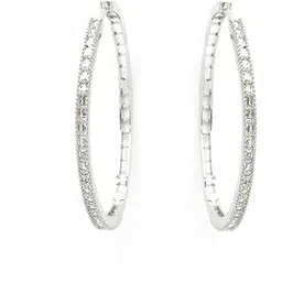 kennice Rhodium-Plated White American Diamond Studded Hoop Earrings Jewellery for Women & Girls-picture-27