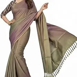 divine peace à la mode Divine Peace Designer Silk Saree with Printed Blouse, Dual Tone Purple and Green, Tassels Border-picture-31