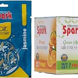 Spark International Jasmine Air Pocket Air Freshener Last upto 30 Days (10 gram) and Green Apple 5X Long Lasting Freshness Air Freshener (Combo of 2)-picture-41