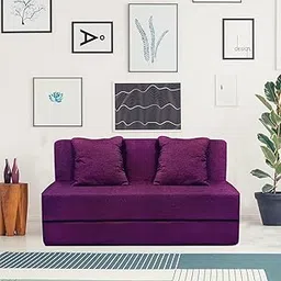 Screw & Art Basics 1 Seater Sofa Cum Bed | Jute Fabric Washable Cover 3 * 6 (Purple)-picture-16
