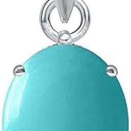 suruchi gems & jewels Sterling Silver Turquoise/Firoza 3.25 Ratti or 3 Carat Natural Certified Astrological Gemstone 925 Bis Hallmark pendant for Men & Women -nvslp2325-picture-51