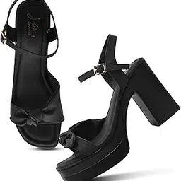 jm looks Women’s Platform Block Heels with Front Knot Design | Stylish Heel Sandals with Adjustable Buckle Ankle Strap for Women & Girls-picture-33