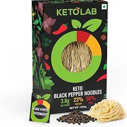 Ketolab Keto Pepper Noodles Spaghetti, 200 Gms, 1 Pack, 3.5g Net Carb & 16g High Protein/Serving, Identical to Regular Noodles, Ultra Low Carb, Pre-Biotic High Fibre, For Keto Diet and Weight Loss-picture-46