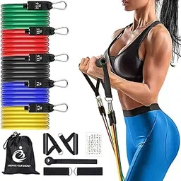 YAAXA Exercises Resistance Tube Exercise Bands for Stretching, Workout, and Toning for Men, and Women (Multicolor)-picture-69