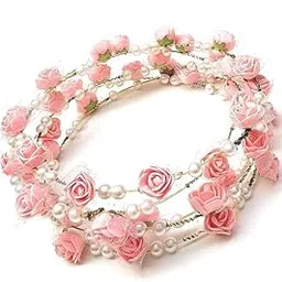 shopyidol Artificial Floral Headpiece Roses Foam Flower Wedding Bridal Beach Party Travel Headpiece Wreath Crown Tiara for Girls, Teens and Women (Pack of 2 pcs) (Peach, Free Size)-picture-52