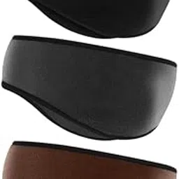 CAPICHINO Ear Warmers Headband, 3 Pack Earmuff Headband Fleece Earmuffs Running Headband Winter Ear Covers Moisture Wicking Sweatband Ski Sport Headband for Men & Women (Black+Gray+Dark brown)-image-3