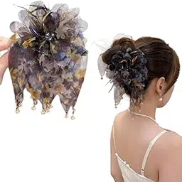 Melodio New Elegant Baby’s Breath Floral & Feather Hair Claw Clip – High-End Soft Style Shark Clip for Women, Romantic Skirt-Inspired Updo Hair Accessory-picture-37