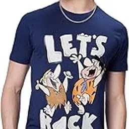 bewakoof X Cartoon Network Flintstones Men's Cotton Jersey Graphic Print Regular Fit Half Sleeve Round Neck T-Shirt | Tshirt for man | Tshirt for men cotton | Tshirts for men stylish | Casual Wear | Street Wear image 1