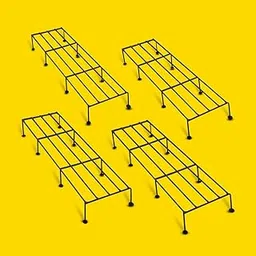 Kraft Seeds by 10CLUB 24 inches Plant Stands (Set of 4) Plant Stand for Balcony Rust Proof Metal Plant Stand for Living Room with 7 Layer Coating Rectangle Black 100Kg Capacity outdoor & Indoor plants-picture-57