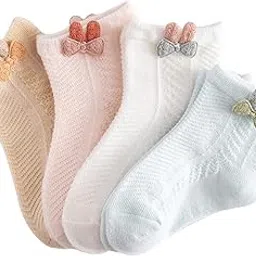youstylo - you are priority Soft Cotton Ultra Thin Mesh Casual Ankle Socks for Girls (For 1-3 Years, 4 Pair Set), Multicolor-picture-16