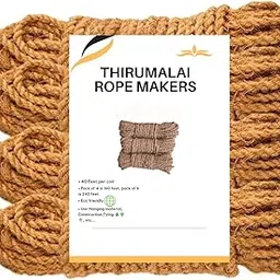 Coconut Fiber Coir Rope 40 Feet Length - Pack of 6, 240 Feet for Crafts/Garden/Well/Plant Hanger (6, 240) image 1