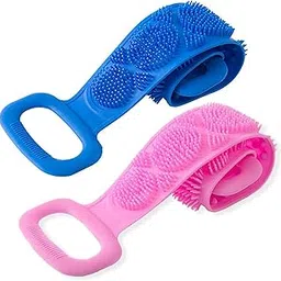 GLUN Silicone Body Brush Back Scrubber, Double Side Scrubber for Deep Skin Cleansing, Dead Skin Removal Belt Pack of 2-image-85