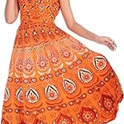 art world Women's Cotton Rajasthani Jaipuri Traditional Floral Printed Long midi one Piece Dress-picture-14