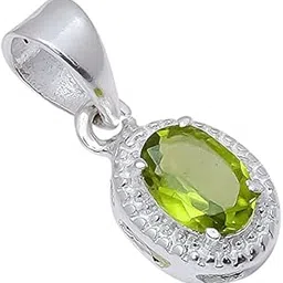 anika jewellers Peridot Natural Gemstone 925 Sterling Silver Pendant(1.1 gm) image 1