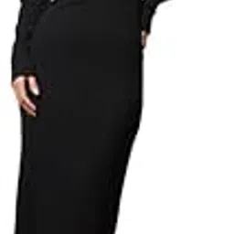 barcino Black Rib Polo Neck Bodycon Midi Dress-picture-31