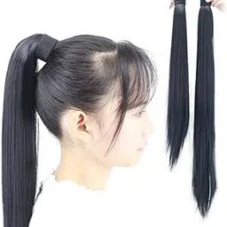 Long Straight Synthetic Hair Extension For Women | Pack of 2, 70cm and 55cm Lengths (Black)-picture-23