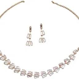 laaz Silver Casting With White Crystal Stones Necklace Set & Earrings | Elegant Imitation Jewellery for Women-picture-38