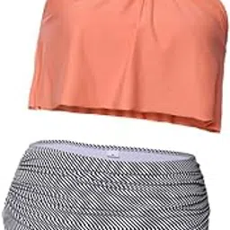 snappsy Women Vintage High Waist Set Push up Swimsuit Bathing Suit Pink S-picture-37