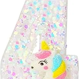 FAMGift Birthday Candles - Number 4 Candle, Birthday Candles for Cake, Birthday Party Supplies, Birthday Decorations for Cake Topper, Unicorn Candle 4, Theme Party Supplies image 1