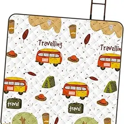 FABLOFT Picnic Blanket Portable Foldable Outdoor Blanket for Lawn Traveling Backyard-image-33