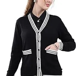 monte carlo Women's Regular Fit Cardigan | Solid Pattern | Button Closure with Full Sleeves V Neck Winter Cardigan for Womens-picture-22