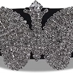 dexent collection Women's Rhinestones Accent Butterfly Hook Buckle Black Elastic Cinch Waist Belt-picture-53