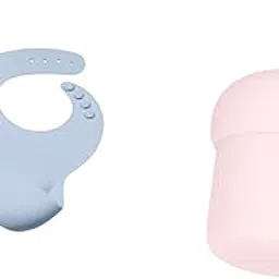 tudd Silicone Baby Bib for Feeding & Weaning Babies & Toddlers | Blue with Mini Sip | Spill-Proof Silicone Straw Cup for Kids | Pink-picture-55