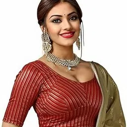 Stylish Latest Katori Design Golden Foil Printed Blouse Stretchable Readymade Saree Blouses for Women Trendy Blouse Special for Festival-image-97