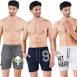 hotfits Men's Charcoal, Grey & Navy Cotton Boxer Shorts-Pack of 3 - Skull-hit-9-picture-41