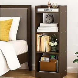 EVETO Brown Wooden Book Rack Bookshelf for Home Library Kids Study Organizer Storage Stand Multipurpose Book Shelf-picture-19