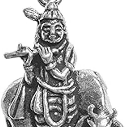 rudracraft 925 silver jewelry RUDRA CRAFT Sterling Silver (92.5% purity) God Krishna Pendant - Standing with cow| God Pendant for Men & Women-picture-24
