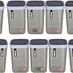 Nayasa Superplast Plastic Fusion Containers (1000ml, Grey) Set of 18 image 1