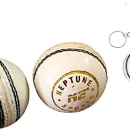 NE NEPTUNE Natural White Leather Cricket Ball with Free Key Chain-picture-27