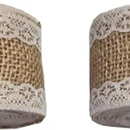 Just Flowers Natural Jute Burlap Ribbon Roll for Crafts, Decoration, DIY Art Projects, Gift Wrapping, Home Décor - With Lace (2 in Wide x 2 Mtr Long, Pack of 2, Design2)-image-5