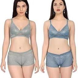 first glance Women's Lace Net Sexy Honeymoon Lingerie Set | Bra and Panty Set-picture-48
