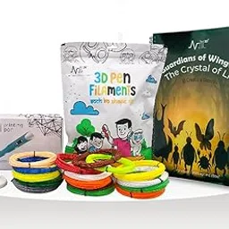 NFIL3D Pen Kit for Kids | 3D Pen Starter Kit – Includes 3Pcs Filament 5Meter Each & 1Pcs Cable, 1Pcs Stand,1Pcs Stencils Book & 1Pcs 3D Pen with (6Pcs Multicolor Filament 5meter Each in Pouch) (Blue)-picture-28