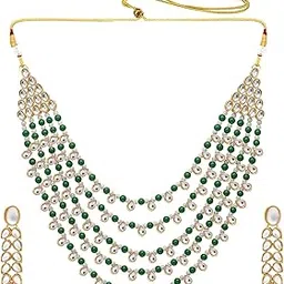 peora Faux Pearl Kundan Layered Necklace & Jewelry Set Gift for Women-picture-19