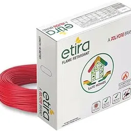 Etira 1sqmm 90M coil | Flame Retardant | 99.97% high purity copper | PVC insulated housewire [Red] image 1