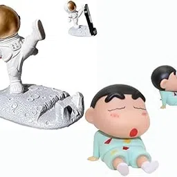 Meyaar 2 Pack Action Figure Mobile Phone Stand Size -5.8 inch X 2.6 inch | Medium Size | Figurine Cartoon Figures Toys for Boys & Girls PVC Super Stable Phone Holder (Kick-Gold+Shin_chan-Blue)-picture-15