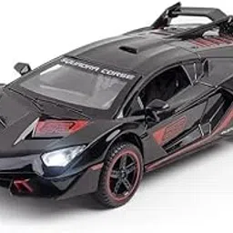 WOUXUN Scale Exclusive Alloy Die-cast Toy Car | Compatible with Lamborghini SC18 Alston | 1-32 Pull Back Sports Model with Light & Sound | Black Edition-picture-36