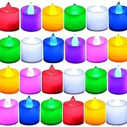 Dynamic Delivers Color Changing Tea Lights. Flameless Diya Colorful Led Tealights |Flashing Candles for Diwali Festival Decorations - Multi Color (Pack of 12)-picture-55
