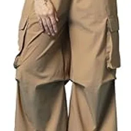 chkokko Women's Parachute Pants – Solid Color Baggy Cargo Trousers with Mid Waist & Utility Pockets | Stylish & Comfortable-picture-24