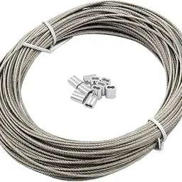 DGOL 100 feet 1/16 inch (1.5mm) 316 Stainless Steel Rope Wire Picture Hanging Railing Cable,7x7 Standard Core,100 ft,with 20pcs Crimping Sleeves-image-44