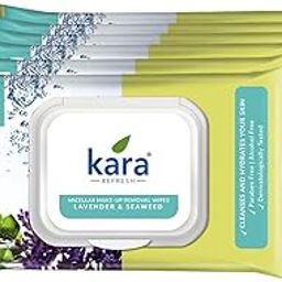 Kara Lavender & Seaweed Facial Micellar Make-Up Removal Wipes with Lid - 25 Pulls (Pack of 6) | Hydrates & Cleanses Skin | Alcohol-Free, Paraben-Free | Enriched with Vitamin E | Dermatologist Tested-picture-37